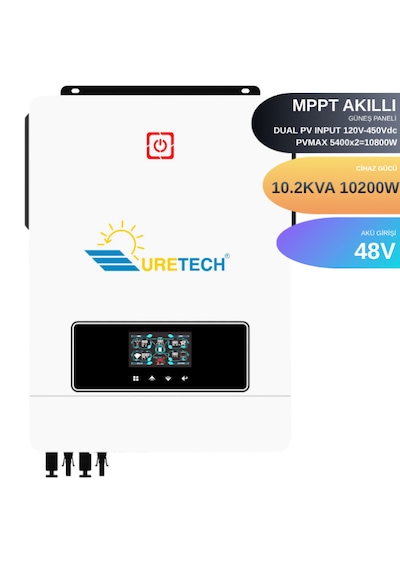 Uretech 10kva 10kw 10000 Watt Tam Sinüs Akıllı Mppt İnverter