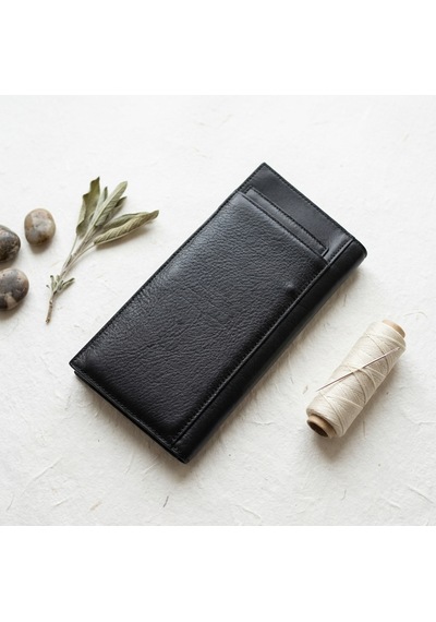 Passtell %100 Hakiki Deri Unisex Model Telefon Koymalı Büyük Boy Cüzdan Ve El Portföyü 19,5 9,5 Cm Siyah