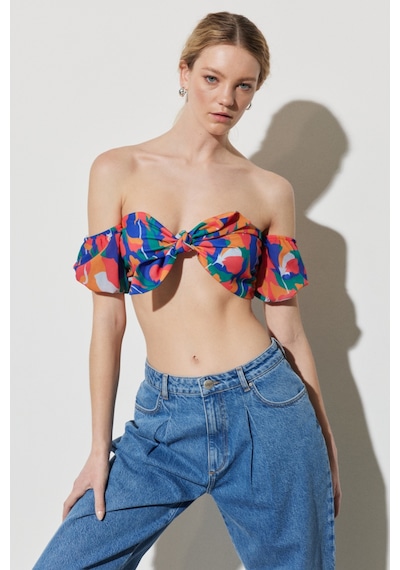 Lee Wrangler Regular Fit Normal Kesim Önden Bağlamalı Desenli Bralet Bluz Renkli