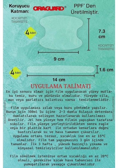 Araba Kapı Koruyucu Ppf Film 8 Parça Alman Malı Parlak Şeffaf Boya Çizik Önleyici Tırnak Koruma Sticker 8pcs