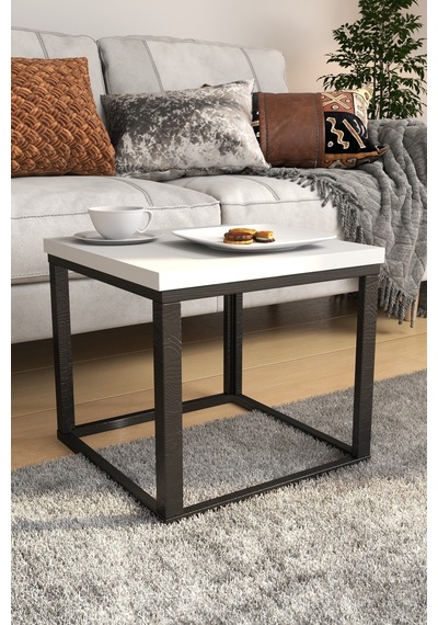 Kare Orta Sehpa 44x44x40,7 Cm 28 Mm Tabla, Masif Ahşap Ayak Gri / Ceviz Gri Gri