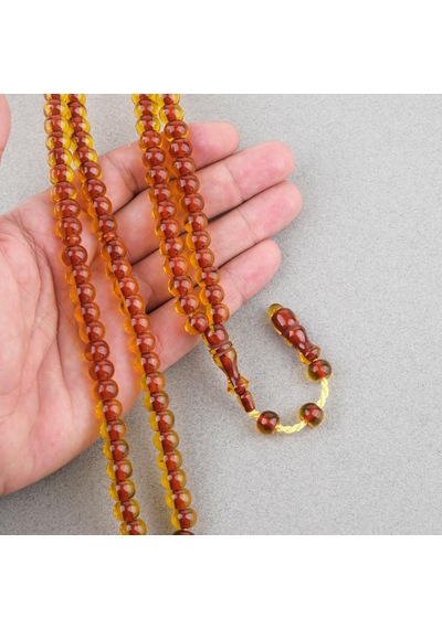 Ateş Kehribar 99luk Namaz Tesbih Tekerlek Kesim 9x7mm Tesbih
