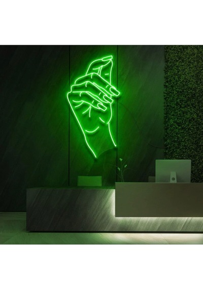 El Figürlü Neon Tabela Yeşil
