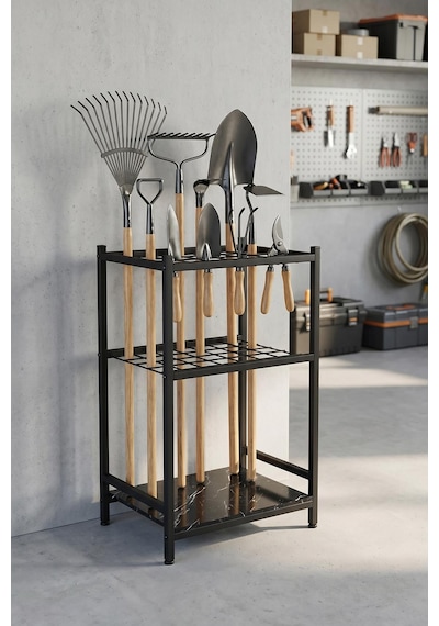 Bahçe Aletleri Düzenleyici Stand Kazma Kürek Organizer Raf Çok Amaçlı Metal Garaj Balkon Rafı