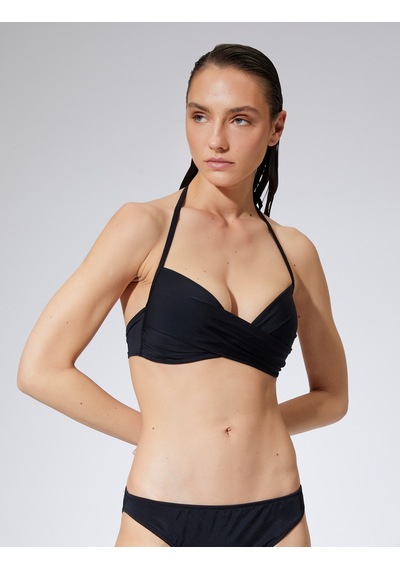 Koton Push Up Bikini Üstü Boyundan Bağlamalı Drapeli Siyah 3sak10007bm 3SAK10007BM999