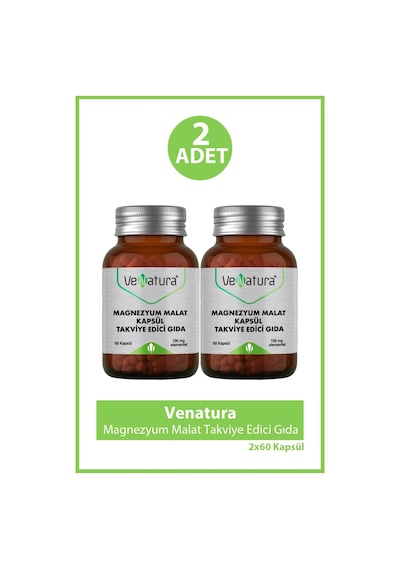 Venatura Magnezyum Malat Takviye Edici Gıda 60 Kapsül 2 Adet