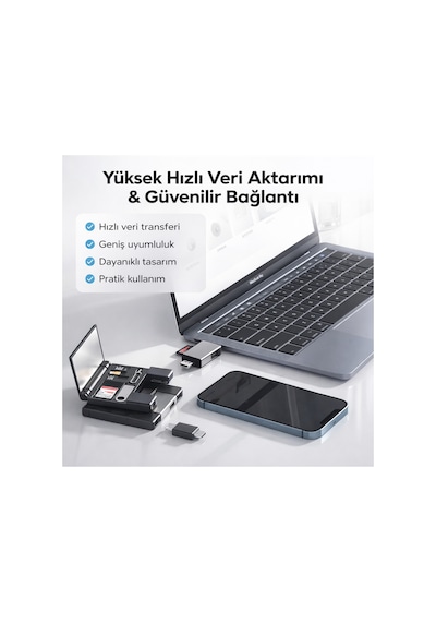 Çok Fonksiyonlu 7 In 1 Otg Kart Okuyucu Type C Usb Hafıza İphone Android Kart Saklama Kutusu - 864885599