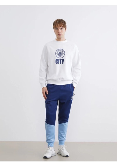 Lc Waikiki Beyaz Bisiklet Yaka Manchester City Baskılı Erkek Sweatshirt