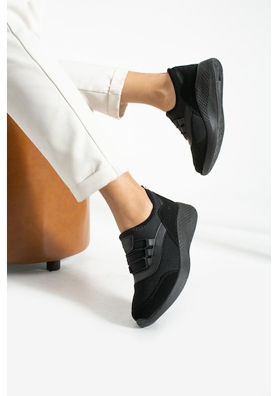 Siyah Anatomik Esnek Taban Slip-on Spor Ayakkabı Günlük Sneaker Siyah
