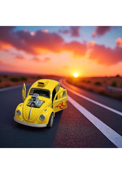 Metal Araba Çek Bırak Vw Bettle Modifiye Sarı Sesli Ve Işıklı Diğer