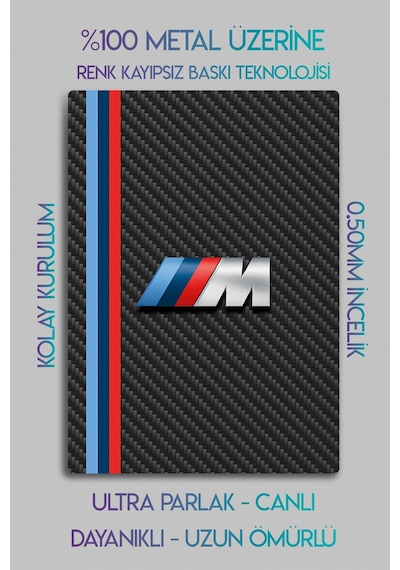 Metal 3d Baskı - M Performance, Carbon Temalı, Bmw Dekoratif Tablo