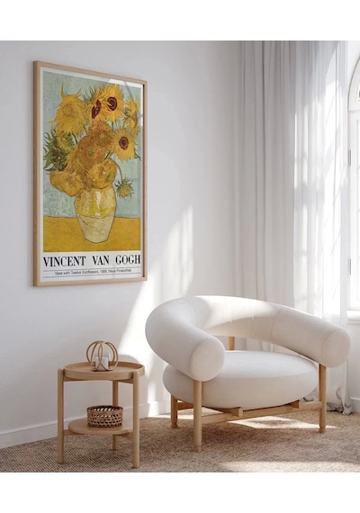 Çerçevesiz Poster Vincent Van Gogh On İki Ayçiçekli Vazo