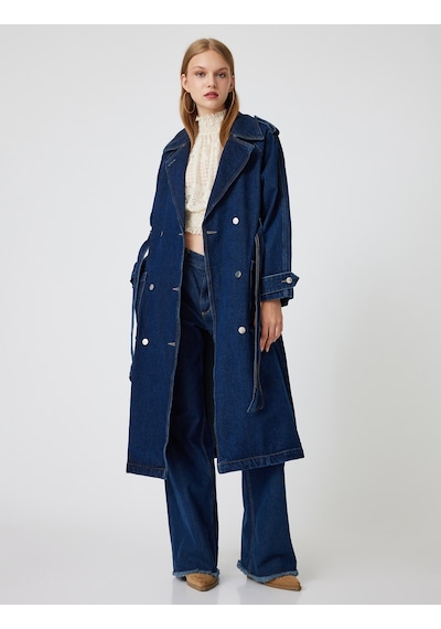 Koton Denim Trençkot Uzun Kruvaze Yaka Apoletli Kemer Detaylı Cepli Koyu İndigo 5wal50019md Koyu İndigo Koton Denim Trençkot Uzun Kruvaze Yaka Apoletli Kemer Detaylı Cepli Koyu İndigo 5wal50019md Koyu İndigo