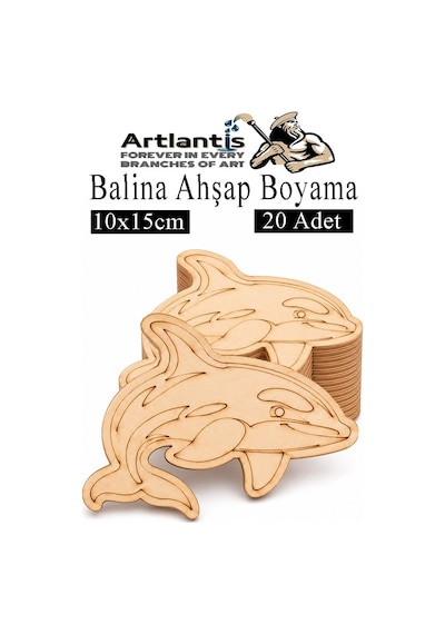 Ahşap Boyama Deniz Canlıları 20 Adet 10x15cm Boyama Figürü Etkinlik Çoçuk Gelişim Motor Beceri Kreş Anasınıfı Siyah