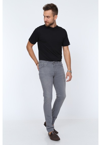 Digital Jeans Erkek Slim Fit Dar Kesim Dar Paça Kot Pantol Açık Gri