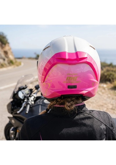 X340 Sweet Women Pembe-beyaz Kapalı Model Kask Güneş Vizörlü