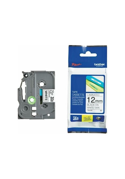 Sarf Uyumlu Brother P-touch Tz-tape 12mm Beyaz-siyah Etiket 12tze-231