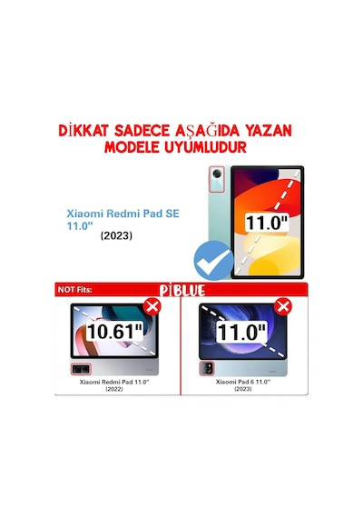 Xiaomi Redmi Pad Se 11 Inç Modeli 360 Dönerli Tablet Kılıfı Arka Kapak