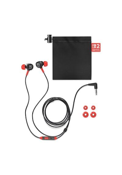 Wired Earbuds For Nintendo Switch 2- Black, Officially Licensed, 8 Mm Speaker Drivers, İn-ear Design, 3 Swappable Tips, Includes Drawstring Storage Bag