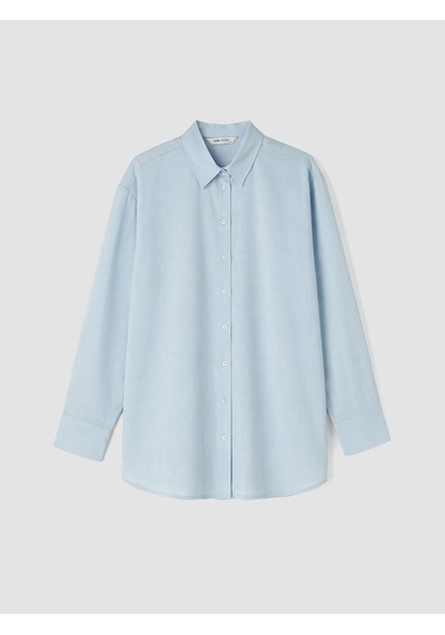 Lcw Vision Mavi Oversize %100 Pamuklu Kadın Gömlek