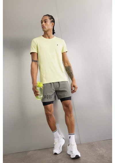 Defacto DeFactoFit Slim Fit Dar Kesim Bisiklet Yaka Sporcu Kısa Kollu Tişört C9183AX24AU Yeşil