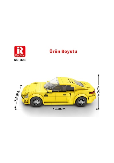 Reobrix Technic 823 1/24 Granturismo Maserati Sarı Spor Araba Yaratıcı Yapı Blok Seti Building Blocks - 384 Parça