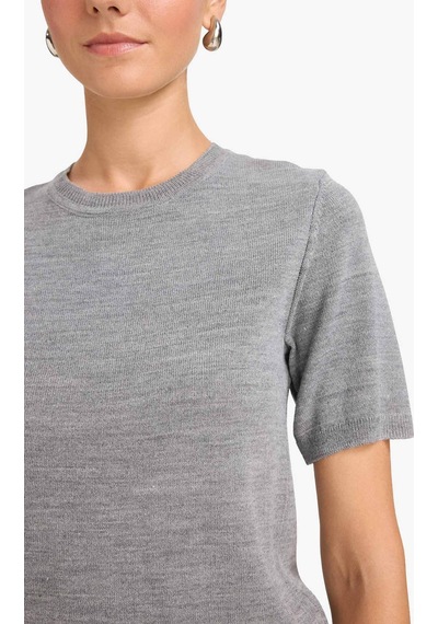 Defacto Regular Fit Bisiklet Yaka Kısa Kollu Triko Kazak E6810ax25augr456 Gri Defacto Regular Fit Bisiklet Yaka Kısa Kollu Triko Kazak E6810ax25augr456 Gri