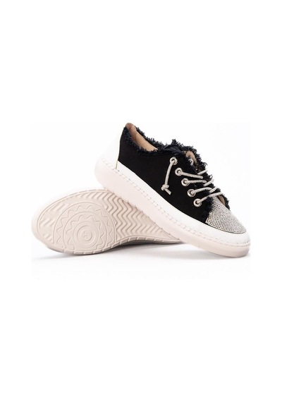 Erkan Saçmacı Vanessa Siyah Denim Taşlı Sneaker