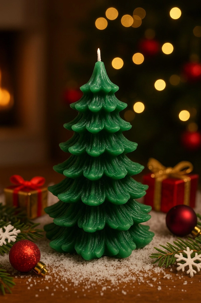 3 Lü Yılbaşı Temalı Masa Ve Ev Dekoru Noel Baba Kozalak Ve Çam Ağacı Temalı Mum Yılbaşı Hediye Seti Çok Renkli