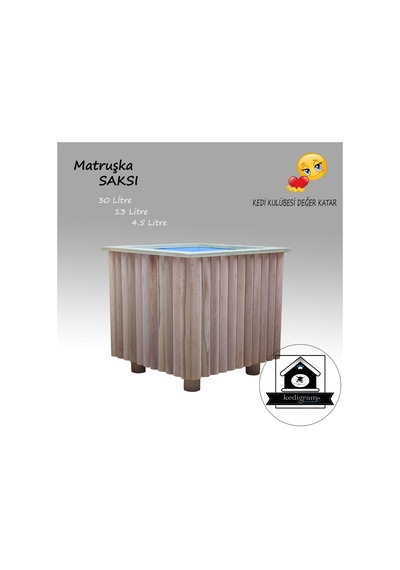 Yalıtımlı - Matruşka 3'lü Ahşap Saksı - Dekoratif Özel