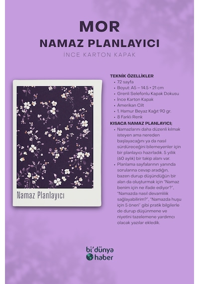 5 Yıllık Namaz Planlayıcı Defterim - Mor Çok Renkli