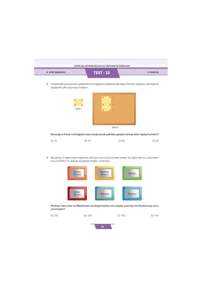 4. Sınıf Zihin Çalıştıran Eğlenceli Kanguru Matematik Soruları