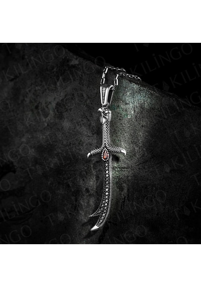 Takılingo 925 Ayar Gümüş Zirkon Taşlı Kartal Pençeli Usta İşi Erkek Kolye Gümüş