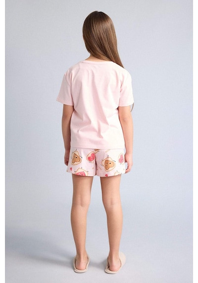 Defacto Regular Fıt 2li Pijama Şort Tişört Takımı Kız Çocuk H5509a826smpn256 Pembe-pn256