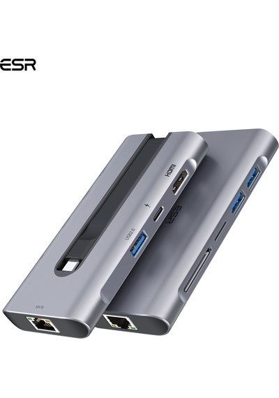 Esr 8-in-1 Usb-c Hub: 4k Hdmı, Gigabit Ethernet Rj45 , 100w Pd Şarj Ve Yüksek Hızlı Veri Aktarımı