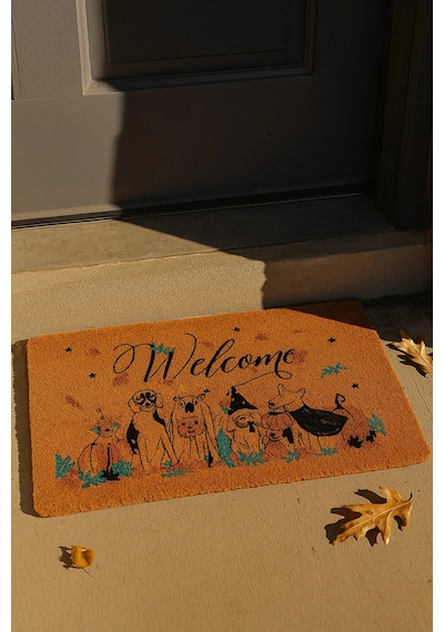 Valerine Life Velür Coco Dokulu Welcome Hoş Geldiniz Kapı Önü Dış Mekan Paspası 45x70cm 27ycm260110 Kahverengi