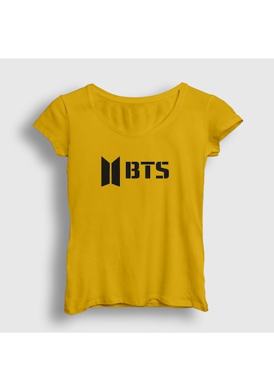 Presmono Kadın Logo Bts T-shirt Sarı