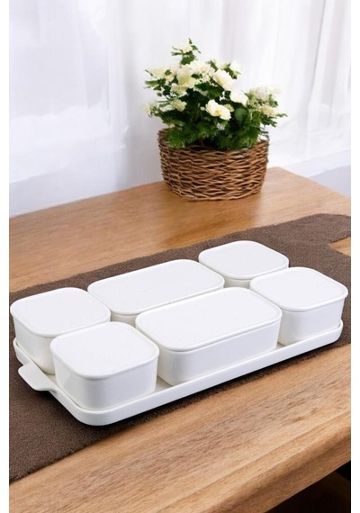 Digithome 6'lı Porselen Kapaklı Kahvaltılık Set Por23-097s7 1-1-289 Krem