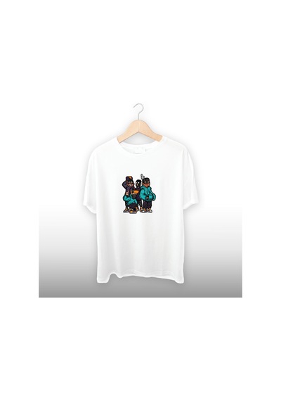 Ekip Detaylı Unisex Tişört Beyaz