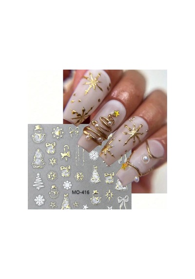 Kurabiye Adam Çam Ağacı Kar Tanesi Noel 3d Tasarım Yapışkan Sticker Tırnak Dövmesi Nail Art 98164775