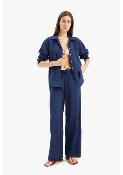 DeFacto Regular Fit Esnek Belli Plaj Pantolonu-Fall in Love E1172AX25SMNV241 Lacivert