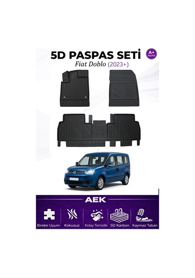 Fiat Doblo 2023+ Araca Özel Havuzlu "karbon" Paspas Takımı