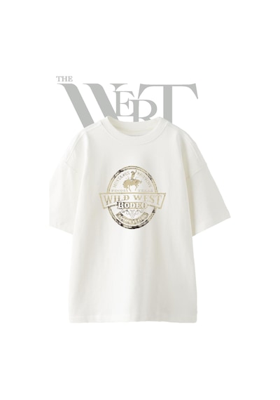 Thewert Rodeo Cowboy Tasarım Baskılı Ünisex Beyaz Oversize T-shirt