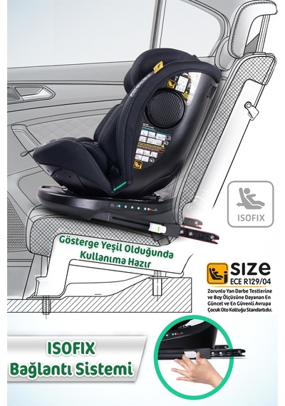 Prego Odinfix Alarmlı I-size Oto Koltuğu Siyah 4100