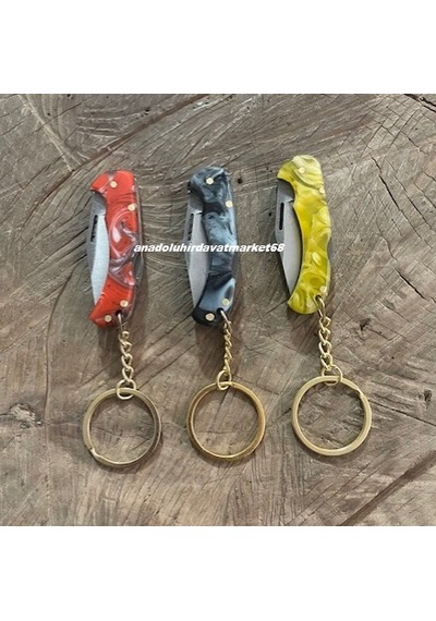 Dmr 4116 Çelik Anahtarlık Çakı Mini Çakı Mini Cep Çakısı El Yapımı Çakı 6cm 1 Adet Kırmızı - Mavi