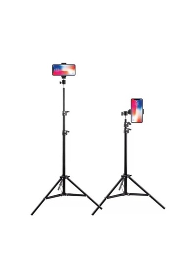 Tripod 2.1 Mt 360 Döner Başlıklı Telefon Tutucu Ring Light Metal Işık Stüdyo Lamba Ayağı Diğer