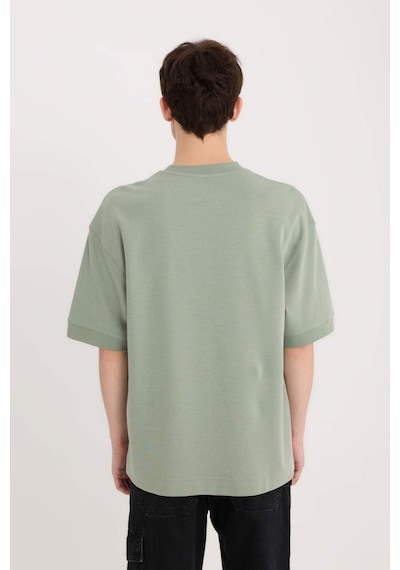 DeFacto Loose Fit Bisiklet Yaka Baskılı Ağır Kumaş Tişört D8462AX25SPGN1107
