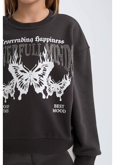 Defacto Oversize Geniş Kalıp Bisiklet Yaka Baskılı Sweatshirt Kız Çocuk D4386A824WN Antrasit Defacto Oversize Geniş Kalıp Bisiklet Yaka Baskılı Sweatshirt Kız Çocuk D4386A824WN Antrasit