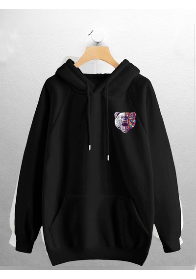 Macklin Unisex Kadın Erkek Kızgın Ayı Baskılı Sweatshirt Siyah Mck0826 Siyah
