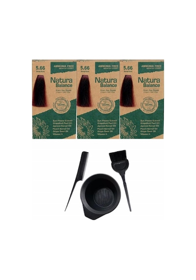 Natura Balance Saç Boyası 5.66 Şarap Kızılı 3 Adet+Saç Boyama Set